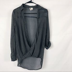 Japna Wrap Front Blouse with Roll Sleeves Size S
